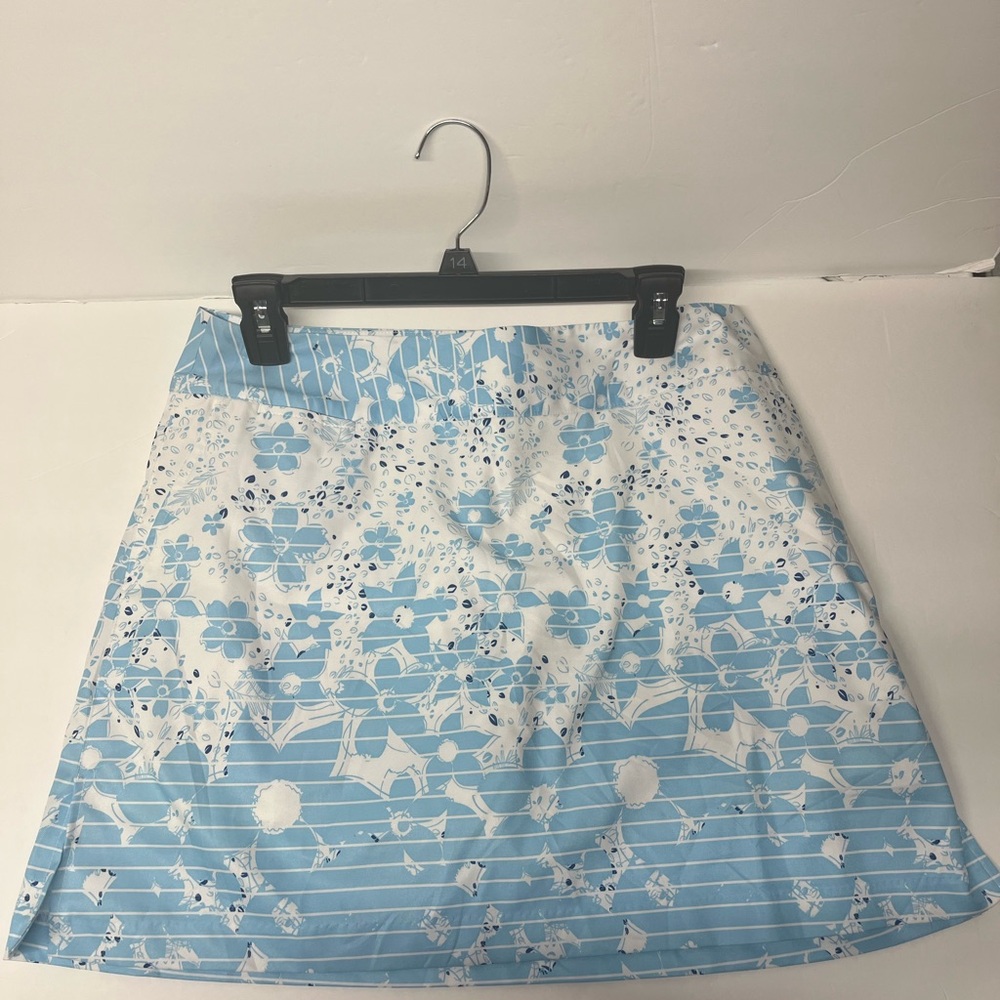 adidas Light Blue and White Floral A-Line Skirt